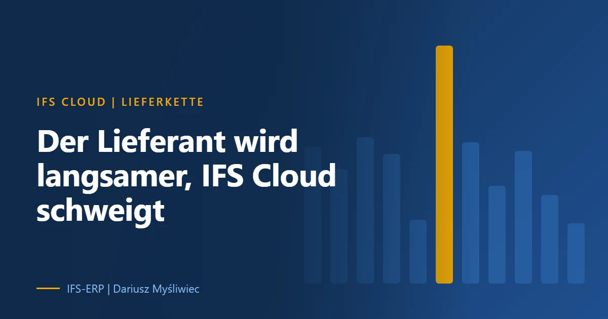 Abstrakte Illustration auf dunkelblauem Grund zur Veränderung im Bestätigungsverhalten eines Lieferanten in IFS Cloud