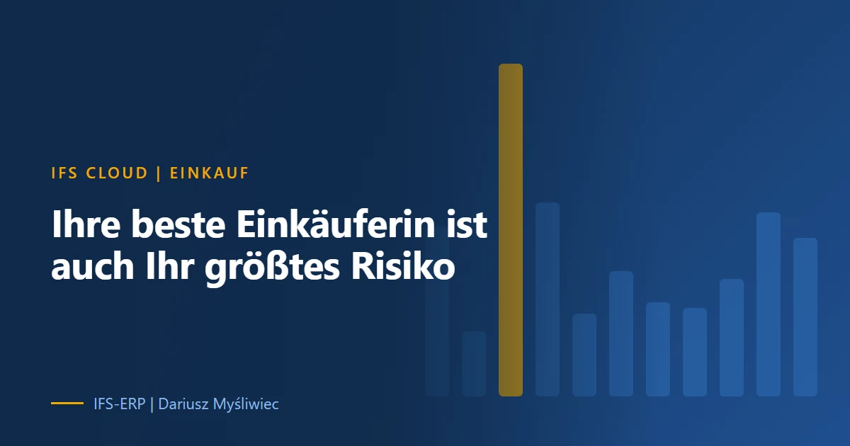 Titelbild: Einkäuferin vor einer Lieferantenliste, deren Erfahrungswissen als Regel in IFS Cloud übergeht