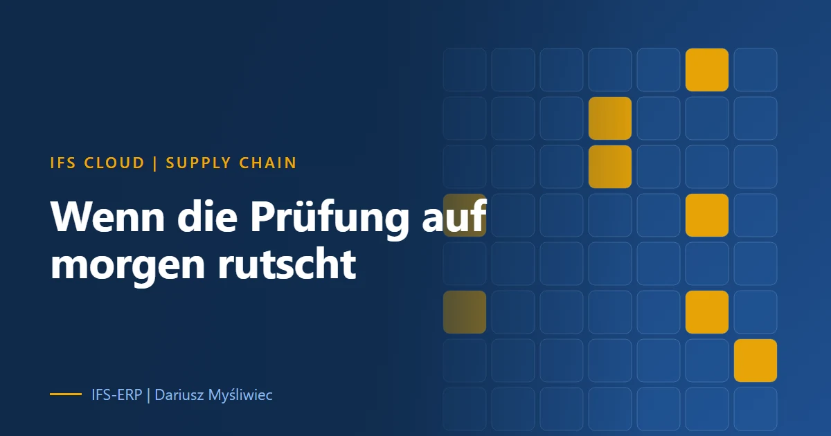 Illustration zu aufgeschobenen Ausnahmeprüfungen in IFS Cloud auf dunkelblauem Grund