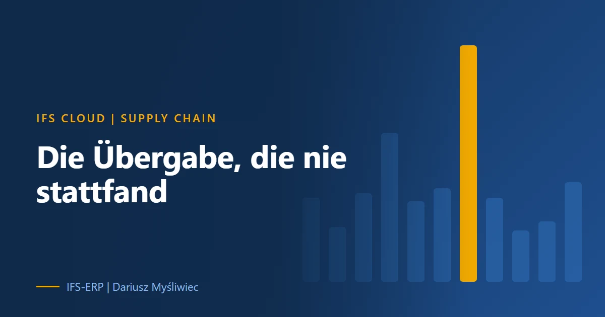 Illustration zur ausgebliebenen Übergabe eines Einkäufers in IFS Cloud auf dunkelblauem Grund