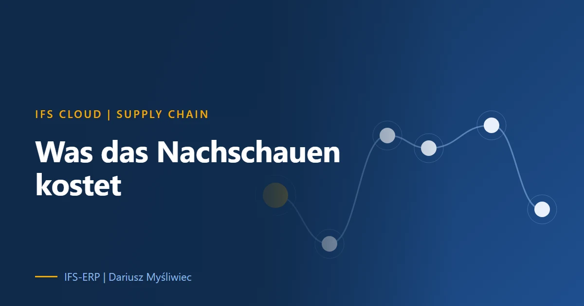 Illustration zu den Kosten manueller Bestellüberwachung in IFS Cloud auf dunkelblauem Grund