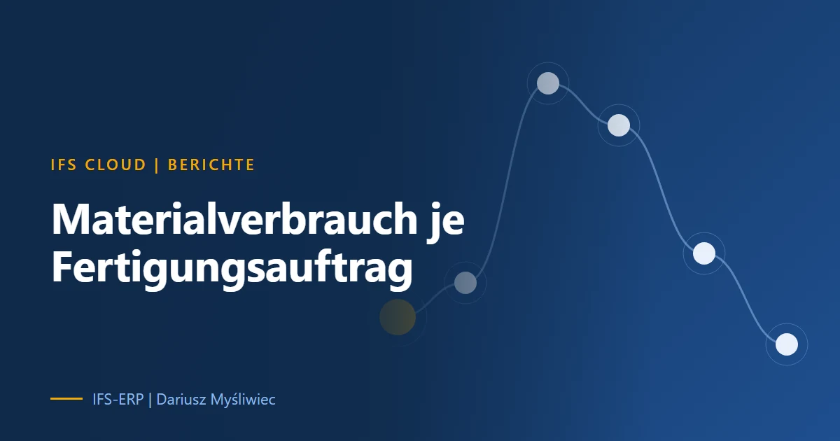 Ergebnisansicht des Materialverbrauch-Reports je Fertigungsauftrag in IFS Cloud