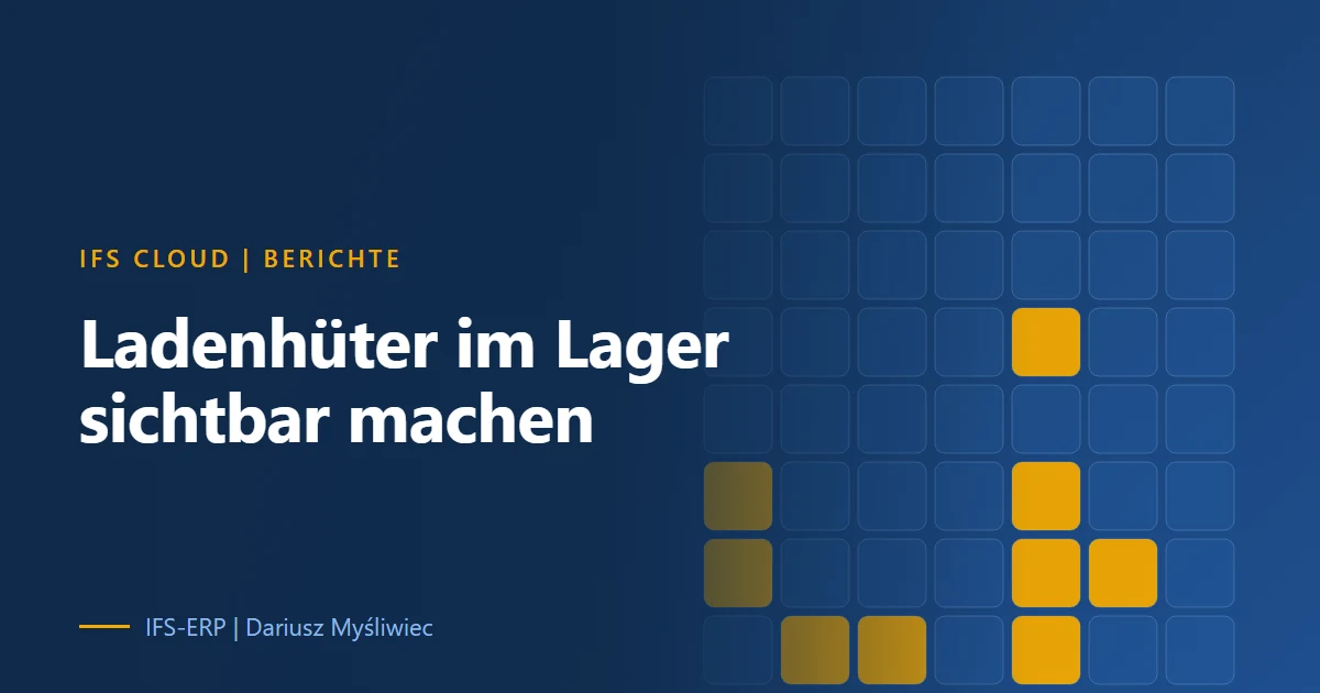 Altersanalyse des Lagerbestands als Quick Report in IFS Cloud mit Filtern für Site, Lager und Asset Class