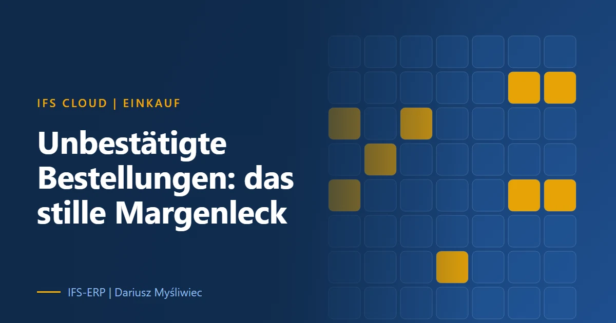 Abstrakte Grafik auf dunkelblauem Grund mit dem Artikeltitel: Unbestätigte Bestellungen, das stille Margenleck