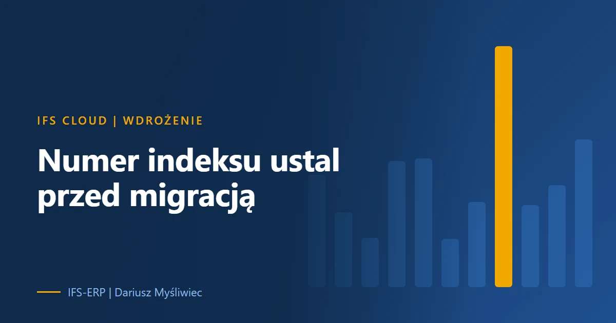 Abstrakcyjna ilustracja na granatowym tle z hasłem: „Numer indeksu ustal przed migracją”